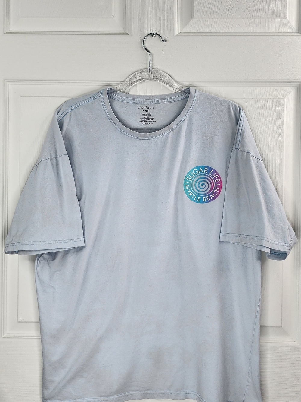 Sugar Life Myrtle Beach T-Shirt Light Blue Pastel Swirl Graphic Tee 2XL
